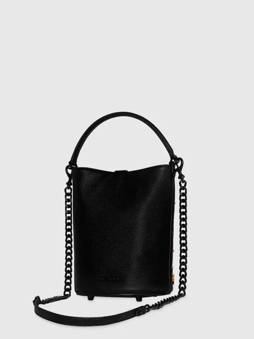Rebecca Minkoff Black Bucket Bag with Gold Star & Moon studs - Edie top handle - Picture 2 of 9